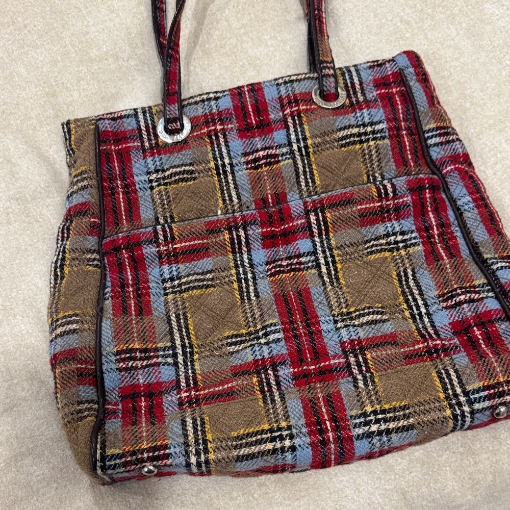 Vera Bradley Plaid Tote - Red, Brown, and Blue